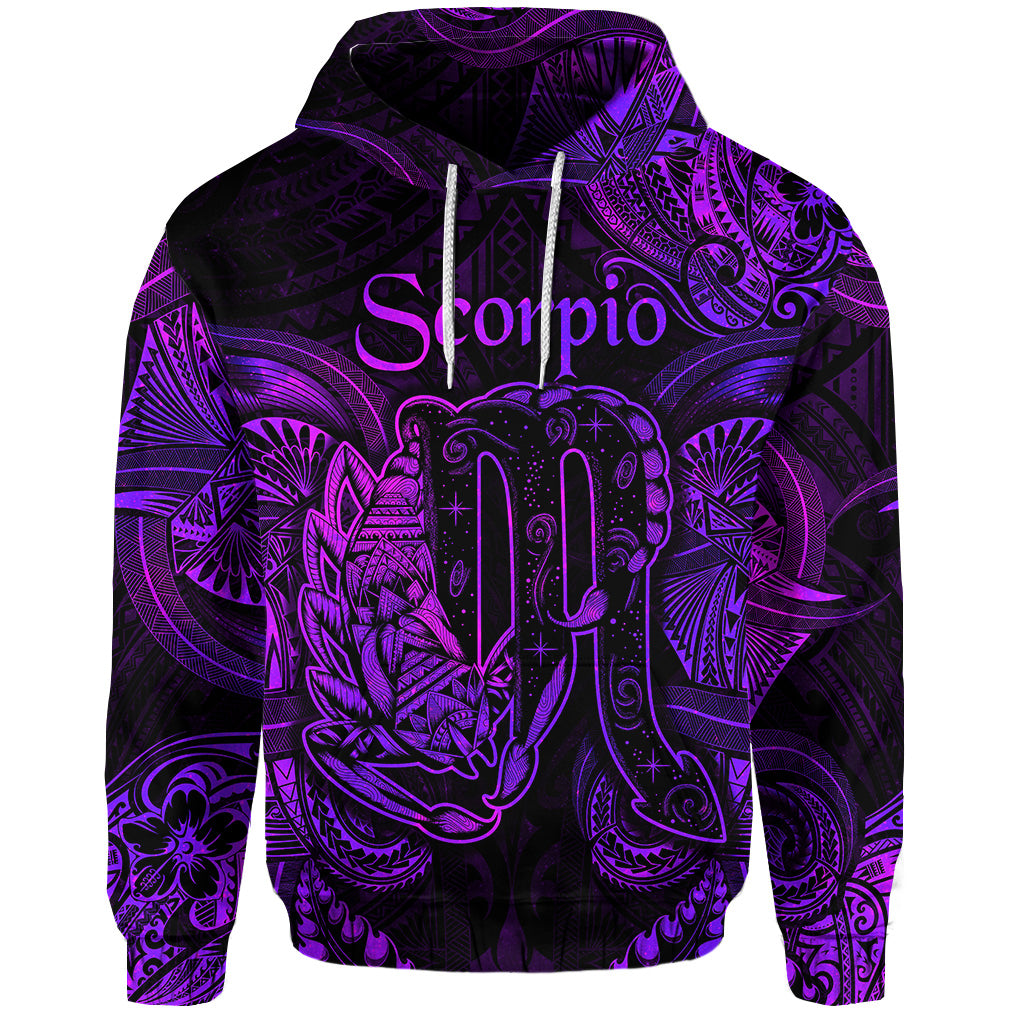 Custom Scorpio Zodiac Polynesian Hoodie Unique Style Purple LT8 - Polynesian Pride