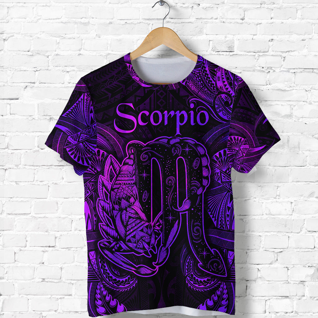 Custom Scorpio Zodiac Polynesian T Shirt Unique Style Purple LT8 - Polynesian Pride