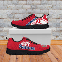 Samoa Sneakers Samoan Coat Of Arms With Coconut Red Style LT14 Black - Polynesian Pride