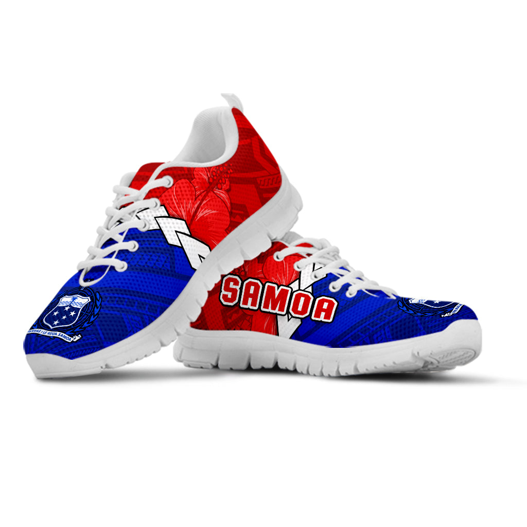 Happy Samoan Fathers Day Sneakers Hibiscus Mix Polynesian Pattern LT14 - Polynesian Pride