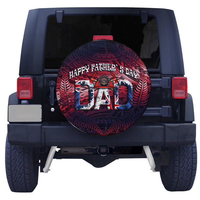 Fathers Day - New Zealand Firefighter Dad Spare Tire Cover - Maori Pattern LT9 - Polynesian Pride
