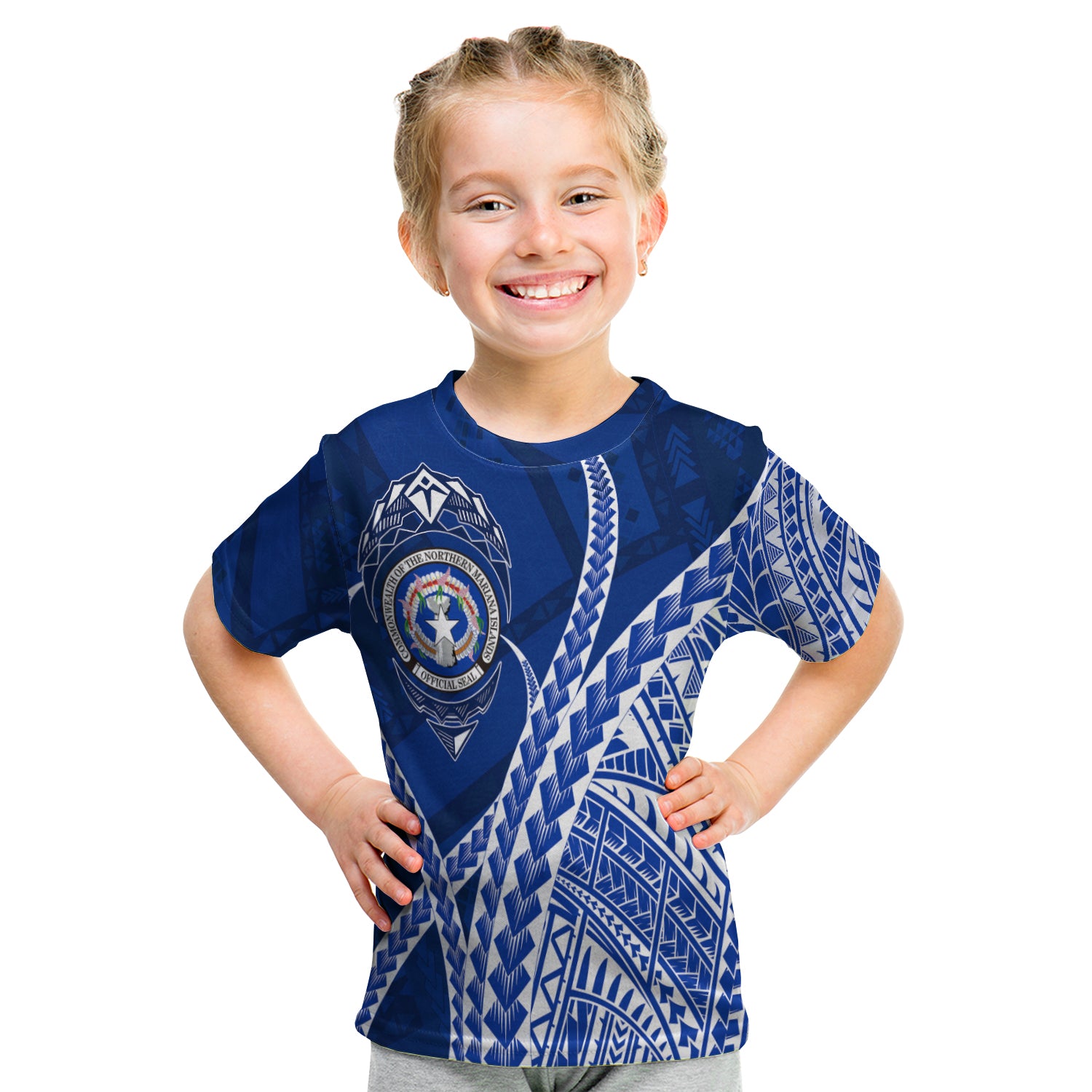 North Mariana Our Story Begins - Geometrical Polynesian Pattern Kid T Shirt LT7 - Polynesian Pride