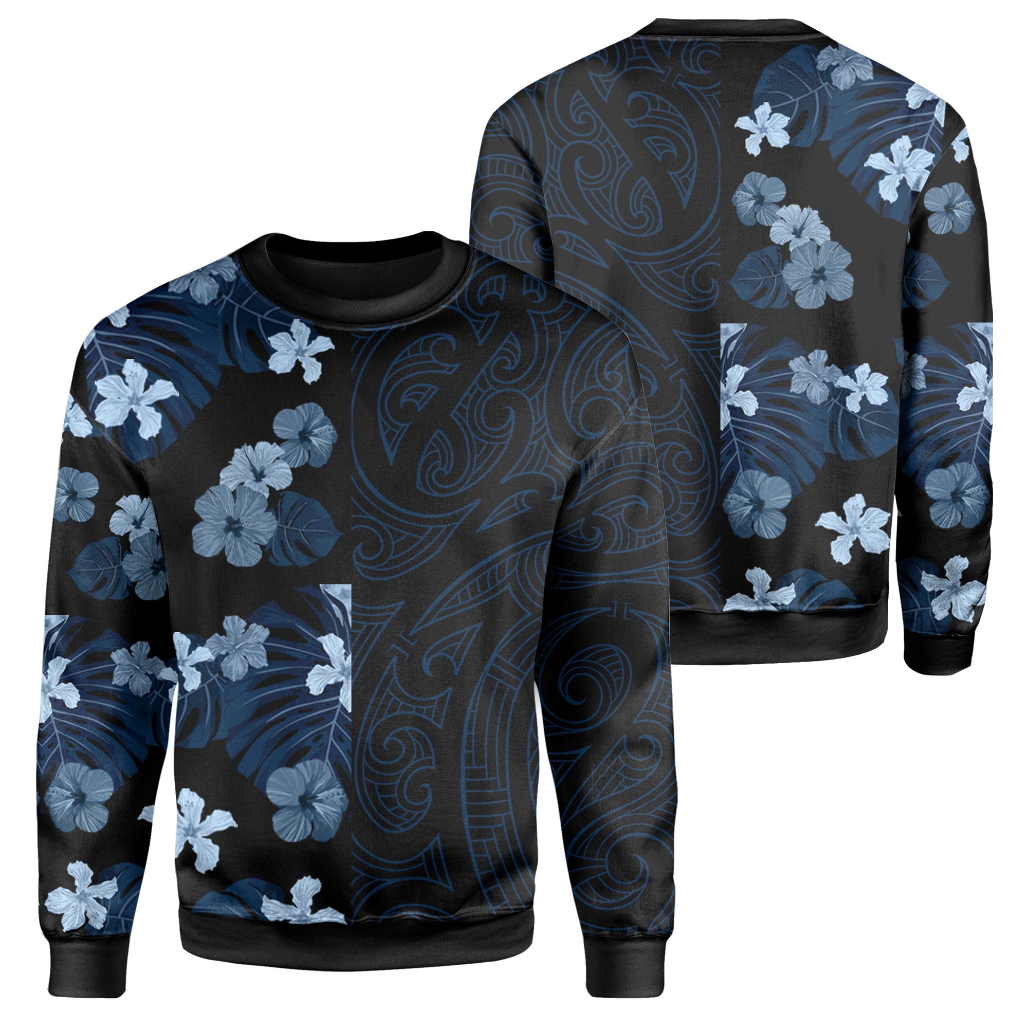 Tropical Polynesian - Hawaiian Sweatshirt - Curtis Style Unisex Indigo - Polynesian Pride