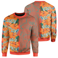 Tropical Polynesian - Hawaiian Sweatshirt - Haka Style Unisex Orange - Polynesian Pride