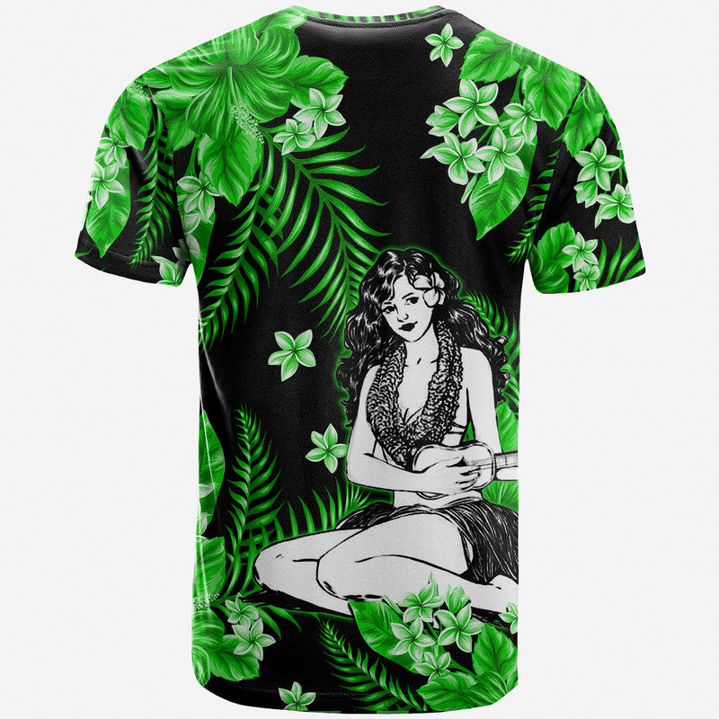 Hawaii Summer Colorful Hula Girl T Shirt Green LT6 - Polynesian Pride