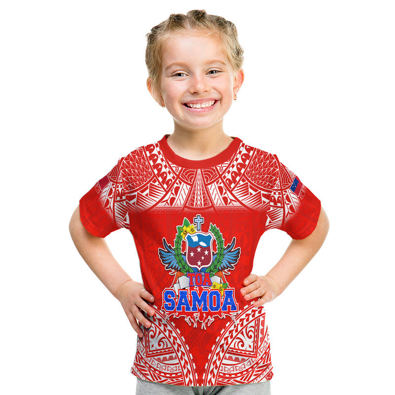 Toa Samoa Polynesian Rugby T Shirt Samoan Flag Red Color LT9 - Polynesian Pride