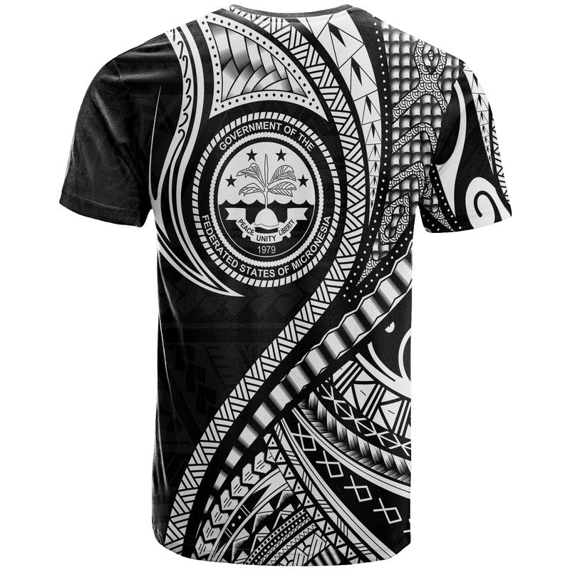Federated States of Micronesia Independence Day T Shirt Black Polynesian Wave Style LT9 - Polynesian Pride
