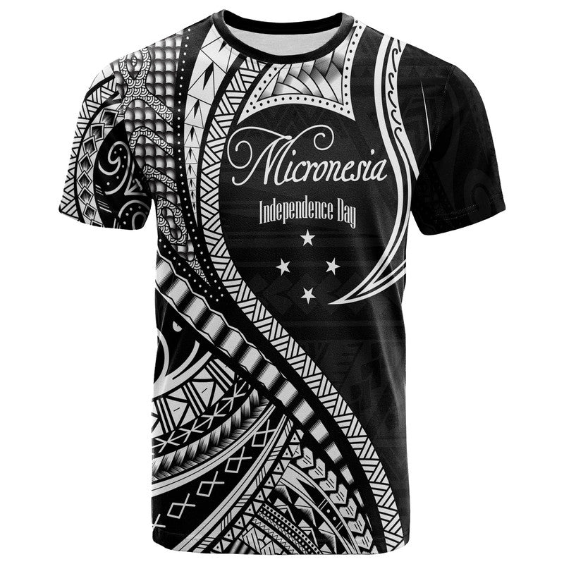 Federated States of Micronesia Independence Day T Shirt Black Polynesian Wave Style LT9 Adult Black - Polynesian Pride