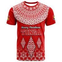 Custom Tonga Kupesi Ngatu Merry Christmas T Shirt LT9 Red - Polynesian Pride