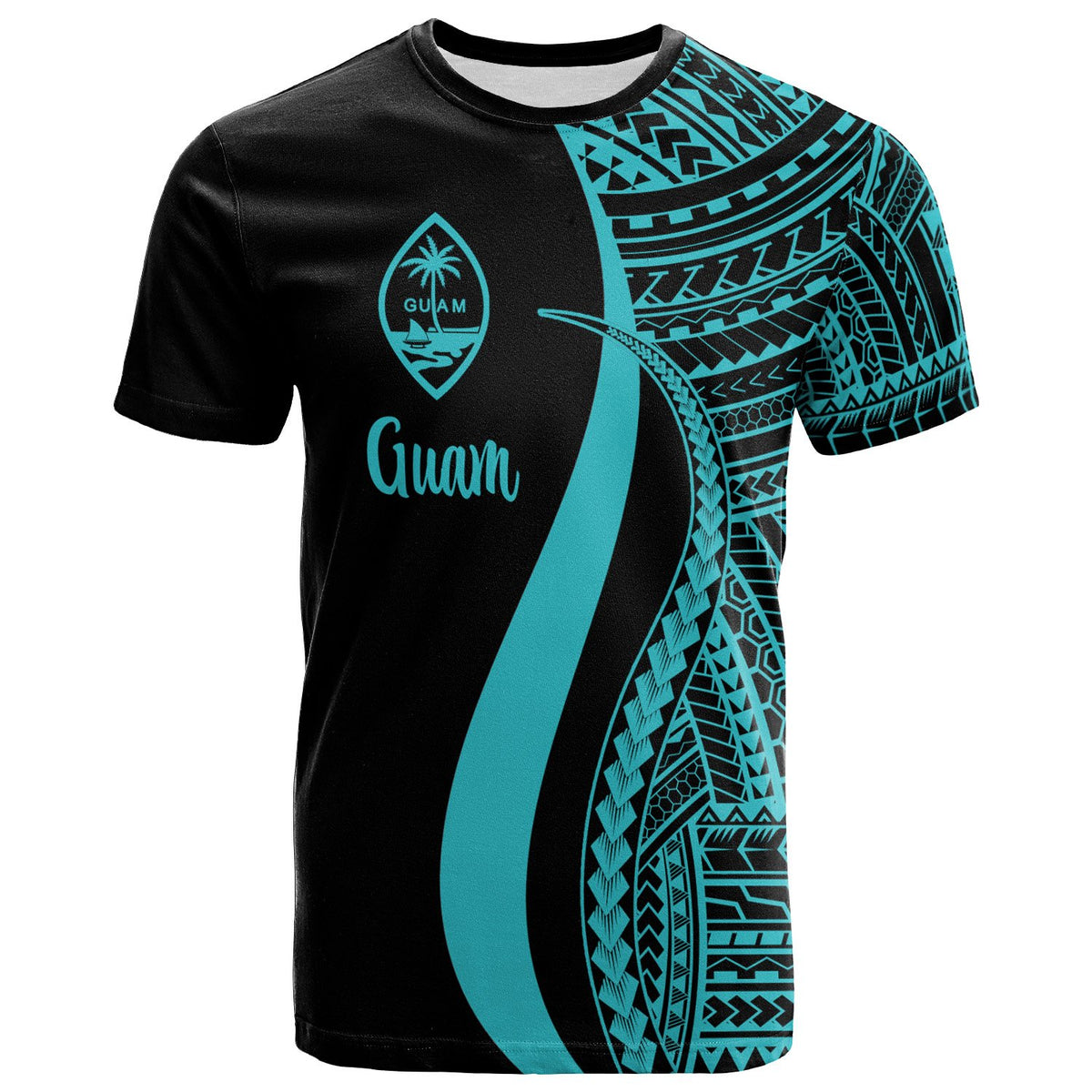 Guam T Shirt Turquoise Polynesian Tentacle Tribal Pattern Unisex Turquoise - Polynesian Pride