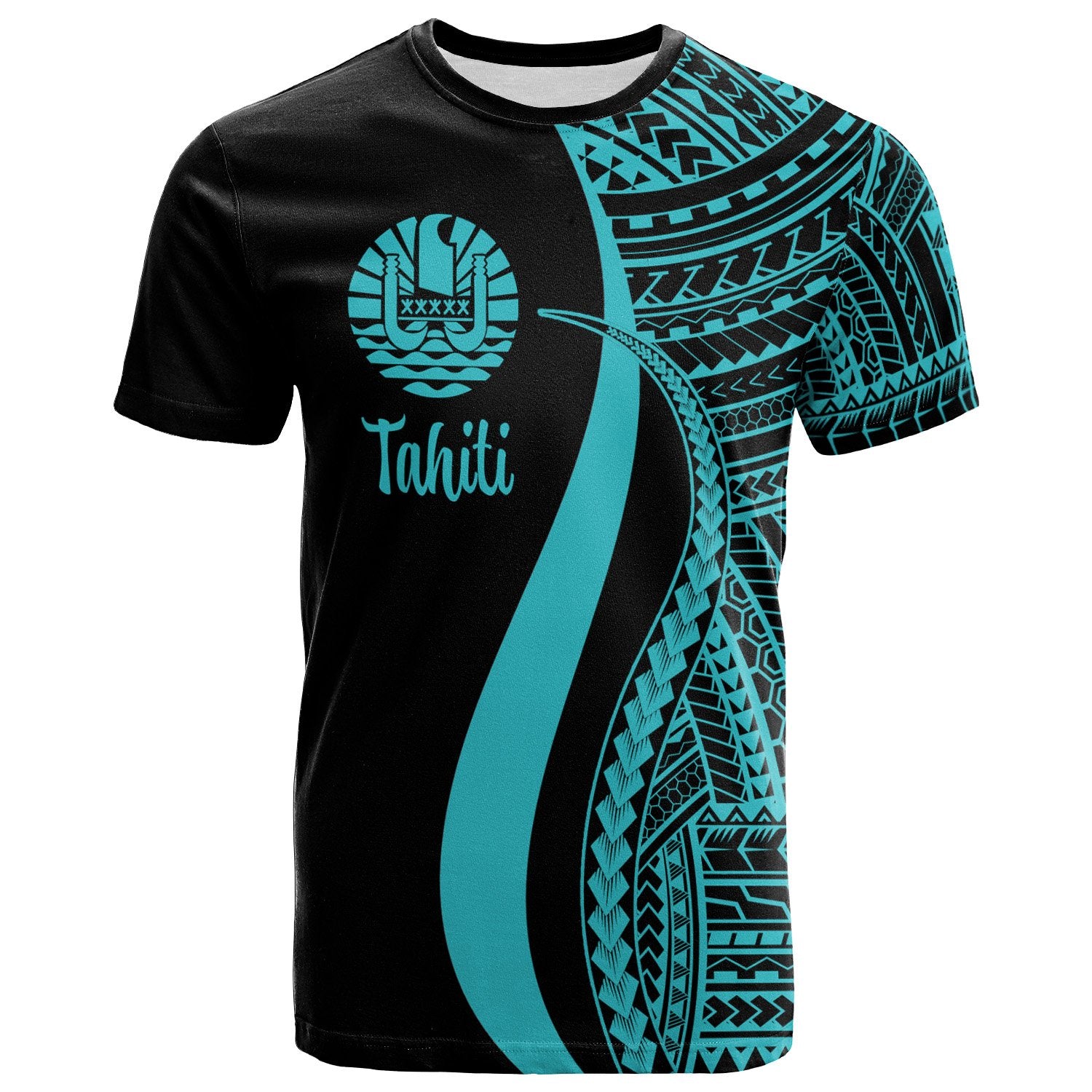 Tahiti T Shirt Turquoise Polynesian Tentacle Tribal Pattern Unisex Turquoise - Polynesian Pride