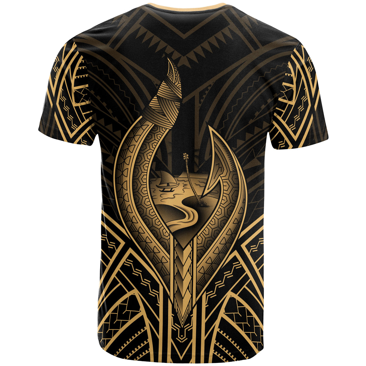 Guam T Shirt Guam Seal Chamorro Tribal Gold Color - Polynesian Pride