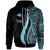 Papua New Guinea Zip up Hoodie Turquoise Tentacle Tribal Pattern Unisex Turquoise - Polynesian Pride