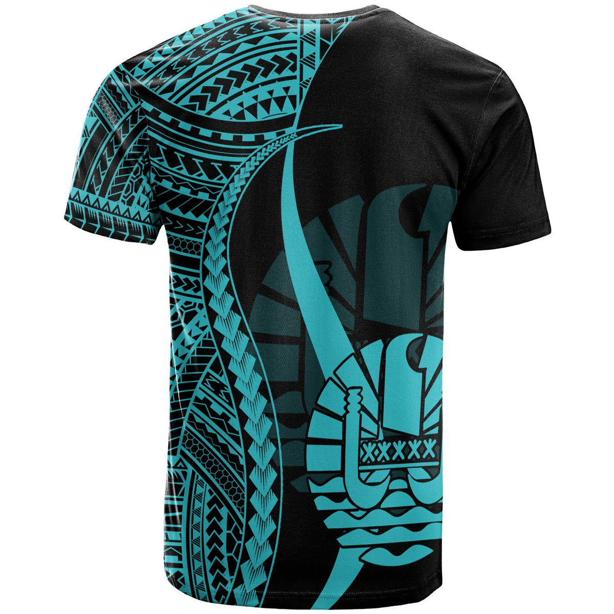 Tahiti T Shirt Turquoise Polynesian Tentacle Tribal Pattern - Polynesian Pride