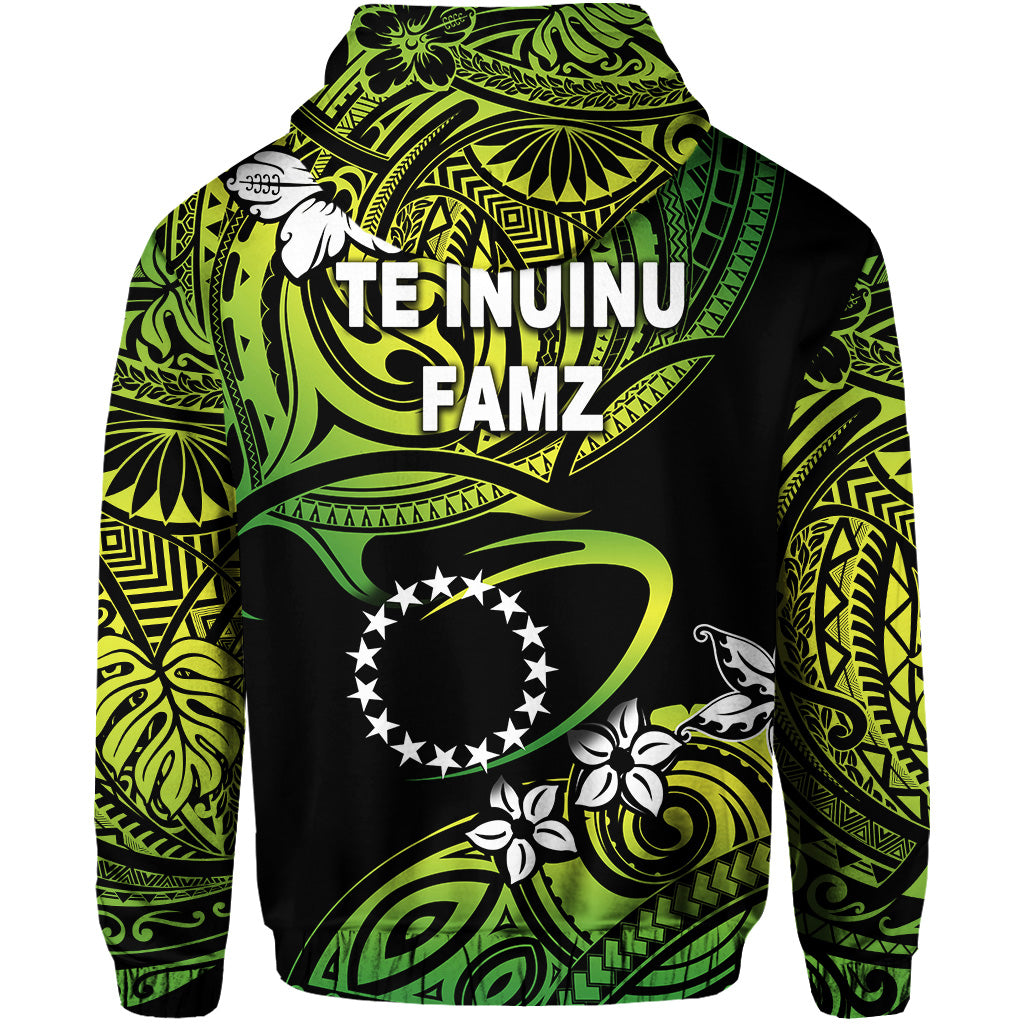 TE INUINU FAMZ Cook Islands Rugby Hoodie Unique Vibes Green LT8 - Polynesian Pride