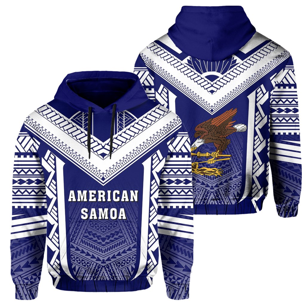 American Samoa Coat of Arms Polynesian Hoodie Active Blue Unisex Blue - Polynesian Pride
