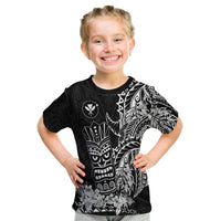 Hawaii Polynesian T Shirt Kid White Tiki Masks Hawaiian LT13 - Polynesian Pride
