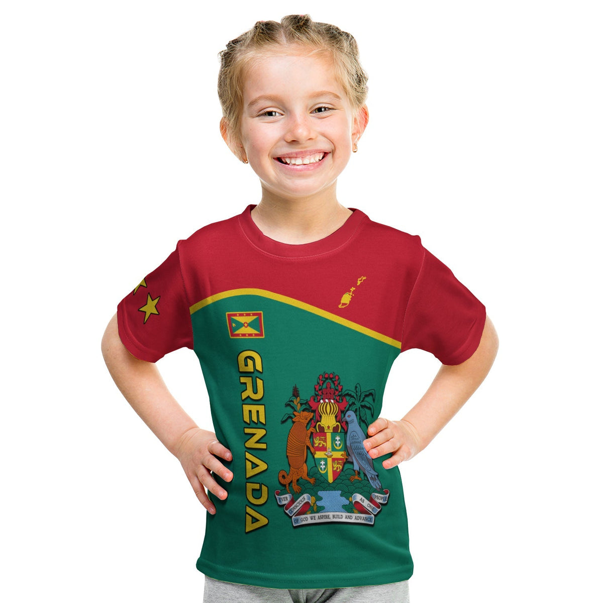 Grenada T shirt KID Coat of Arms and Map Impressive LT13 - Polynesian Pride