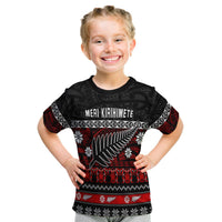 New Zealand Silver Fern Christmas T Shirt Kid Maori Meri Kirihimete LT13 Youth XL Size14 - Polynesian Pride