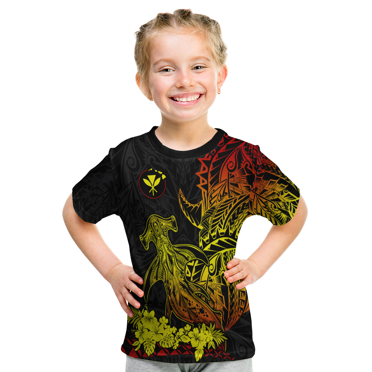 Hawaii Polynesian T Shirt Kid Wild Hammerhead Sharks Fresh Life LT13 - Polynesian Pride