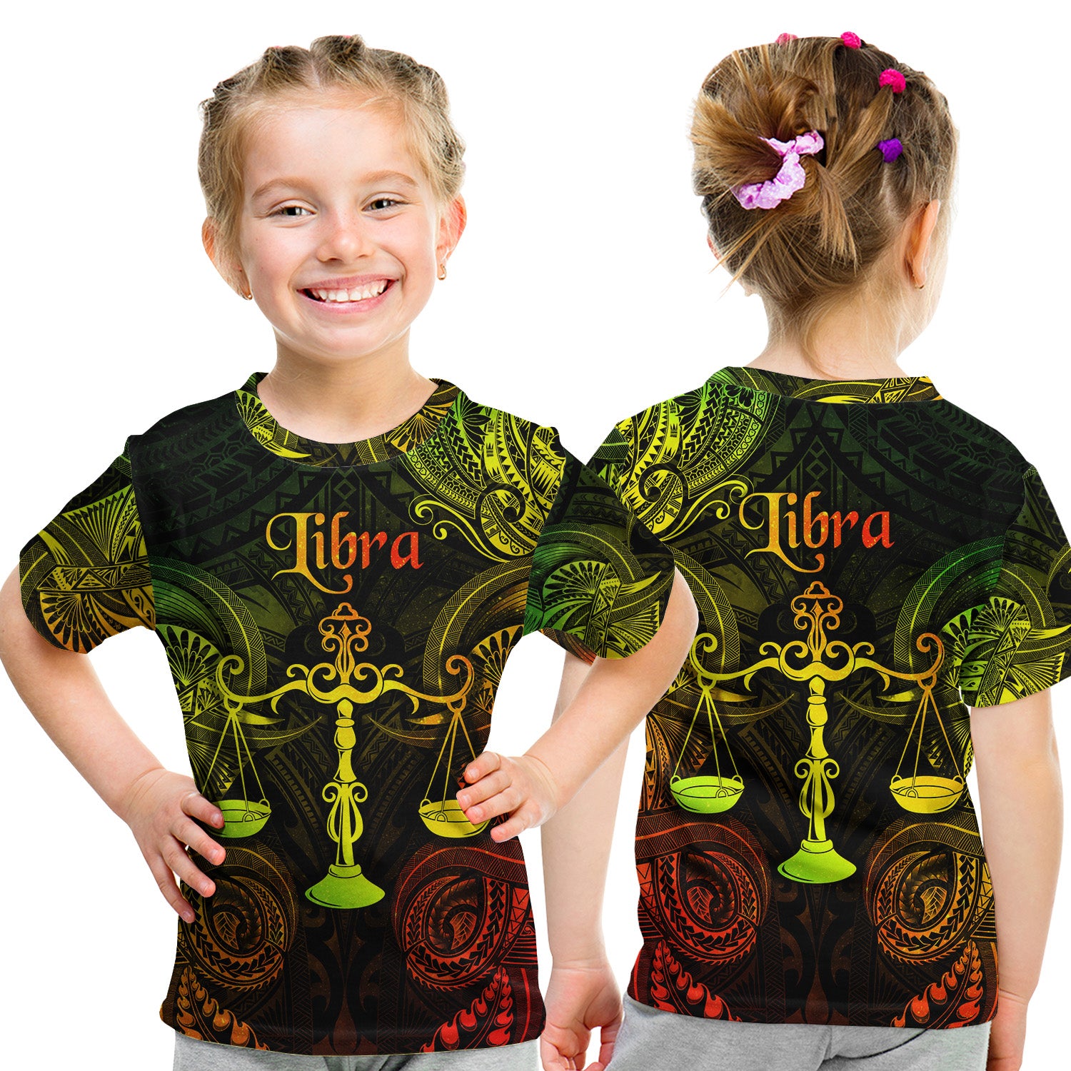 Libra Zodiac Polynesian T Shirt Kid Unique Style - Reggae LT8 - Polynesian Pride