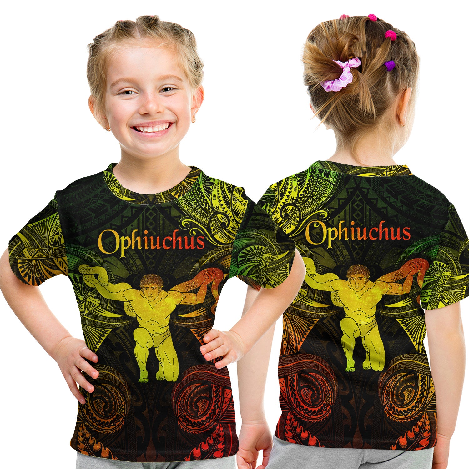 Ophiuchus Zodiac Polynesian T Shirt Kid Unique Style - Reggae LT8 - Polynesian Pride