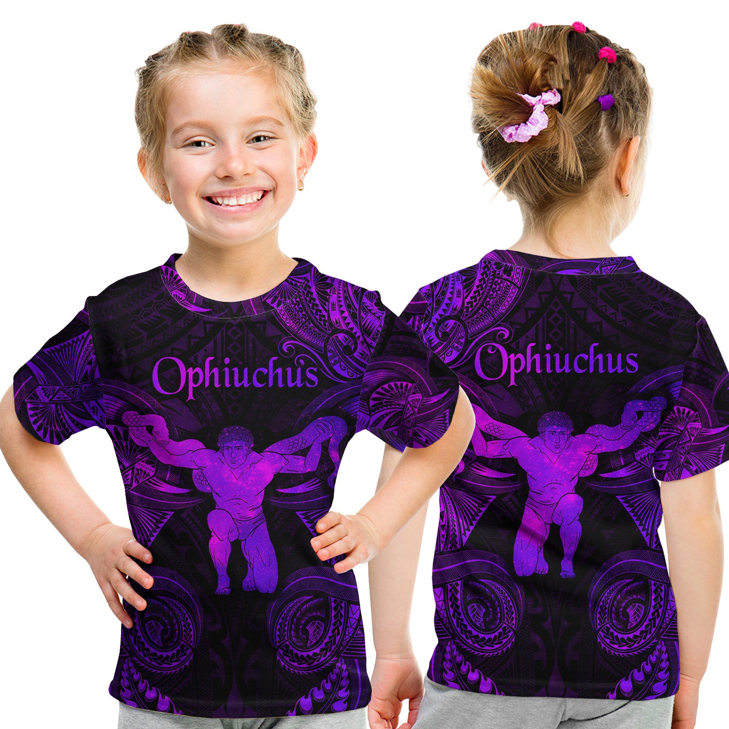 Ophiuchus Zodiac Polynesian T Shirt Kid Unique Style - Purple LT8 - Polynesian Pride