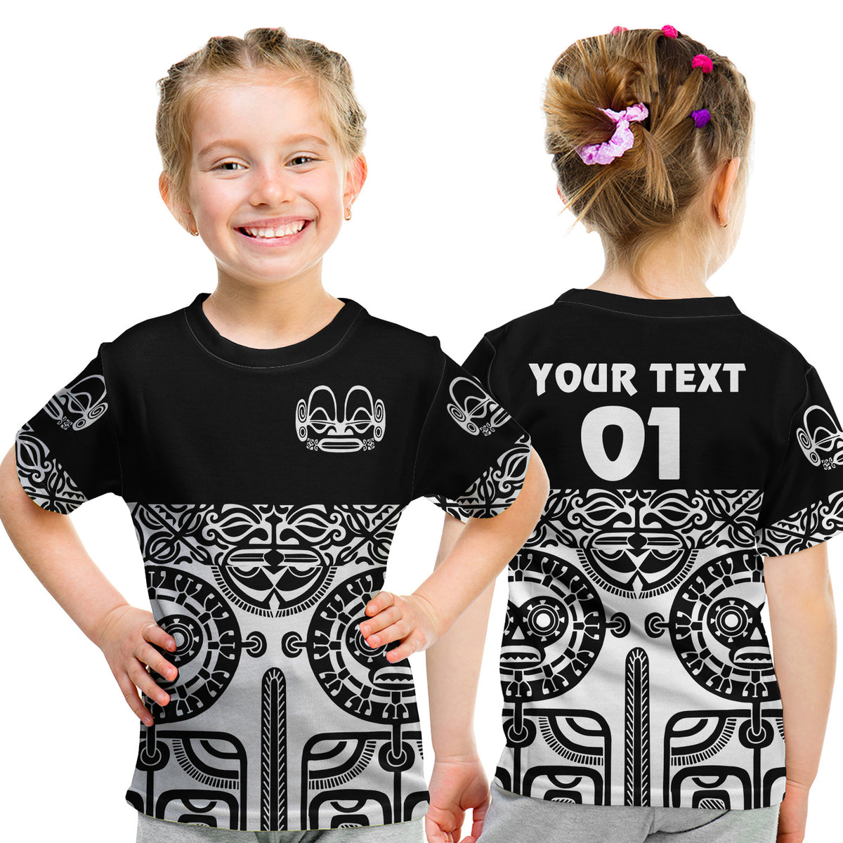(Custom Personalised) Marquesas Islands T Shirt Kid Marquesan Tattoo Special Style - Black LT8 - Polynesian Pride