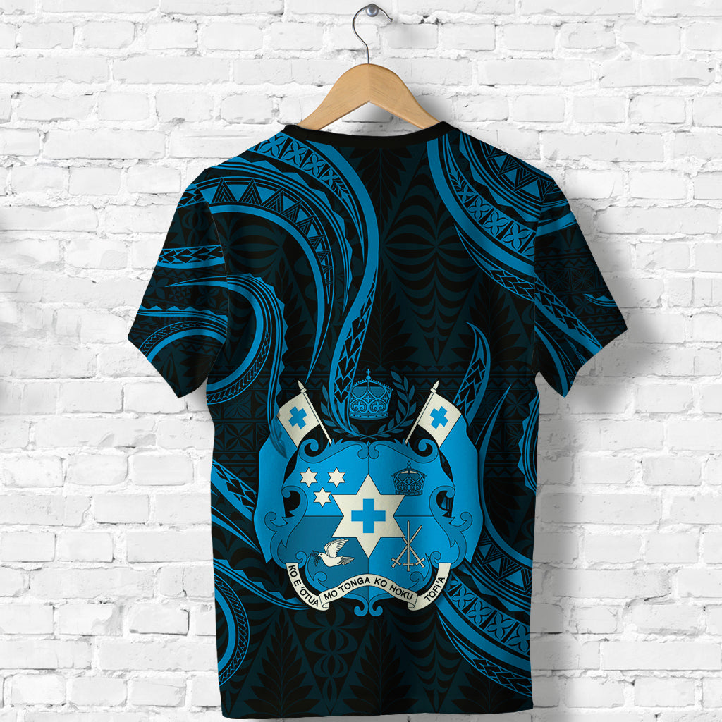 Tonga Pattern T Shirt Always Proud Version Blue LT13 - Polynesian Pride
