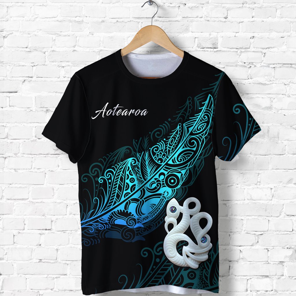Aotearoa T Shirt Fern Mix Manaia Matau LT13 Unisex Blue - Polynesian Pride