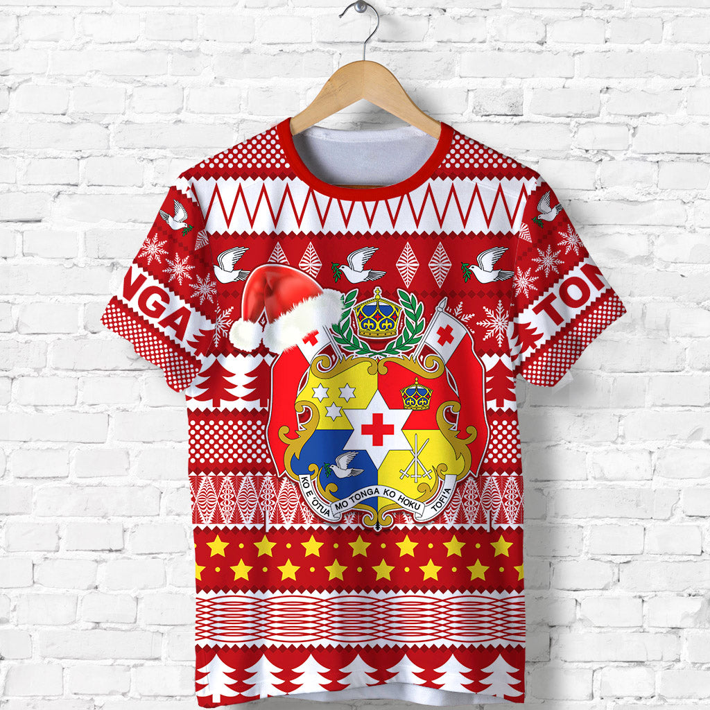 Tonga Kilisimasi Fiefia T Shirt Merry Christmas with Tongan Pattern LT13 Unisex Red - Polynesian Pride