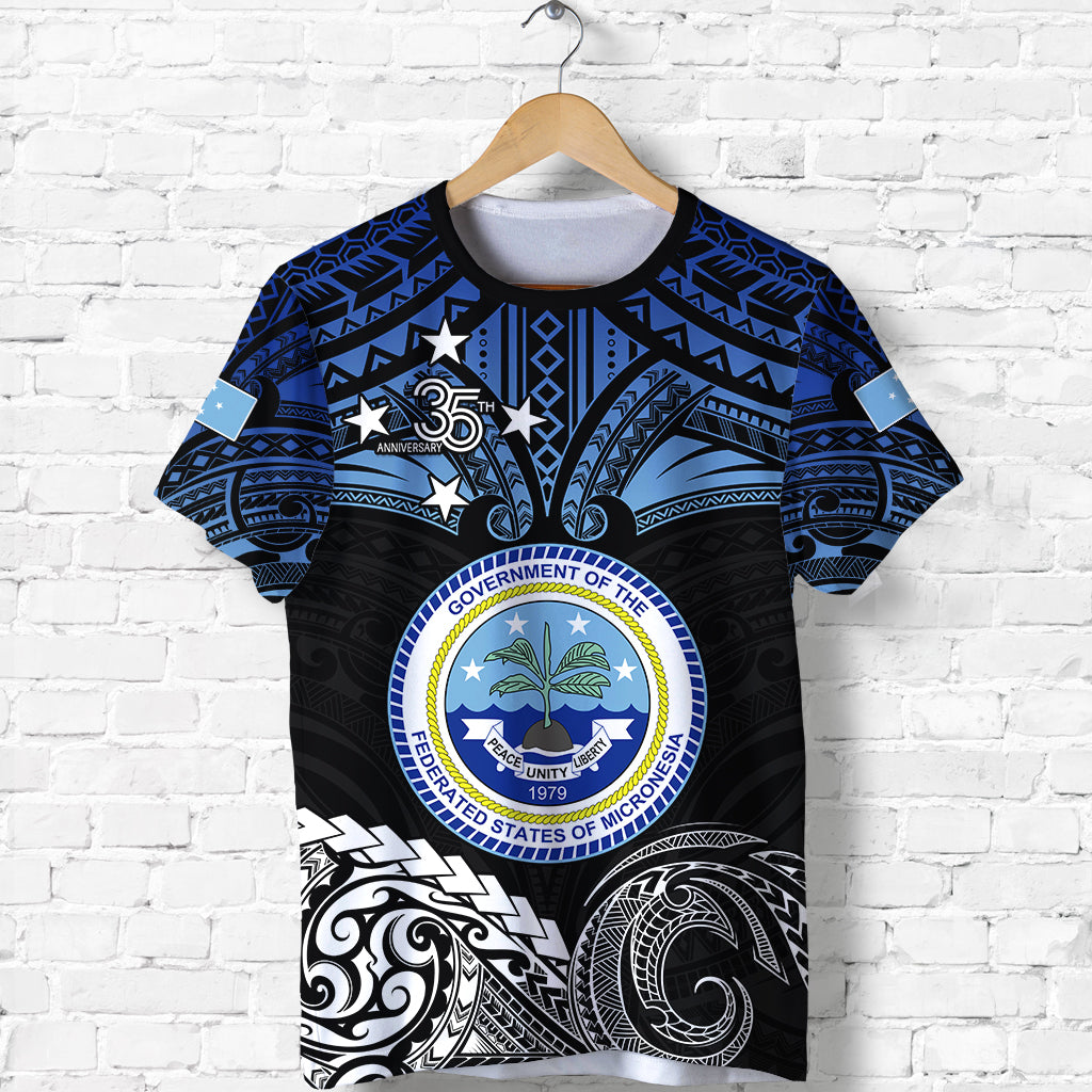 Federated States of Micronesia T Shirt Happy FSM 35th Independence Anniversary LT13 Unisex Black - Polynesian Pride
