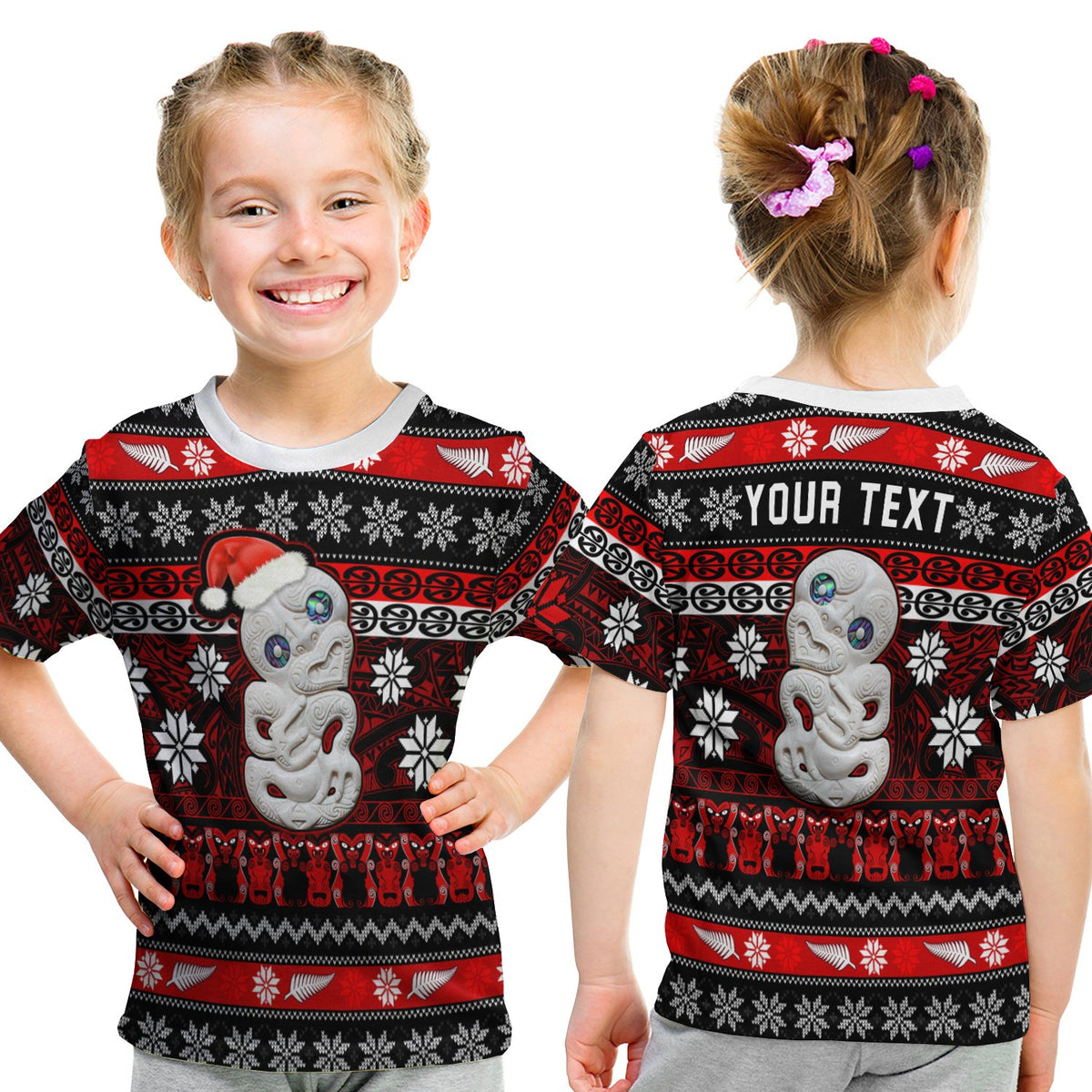 (Custom Personalised) New Zealand Hei Tiki Christmas T Shirt Kid Maori Meri Kirihimete LT13 Youth XL Size14 - Polynesian Pride