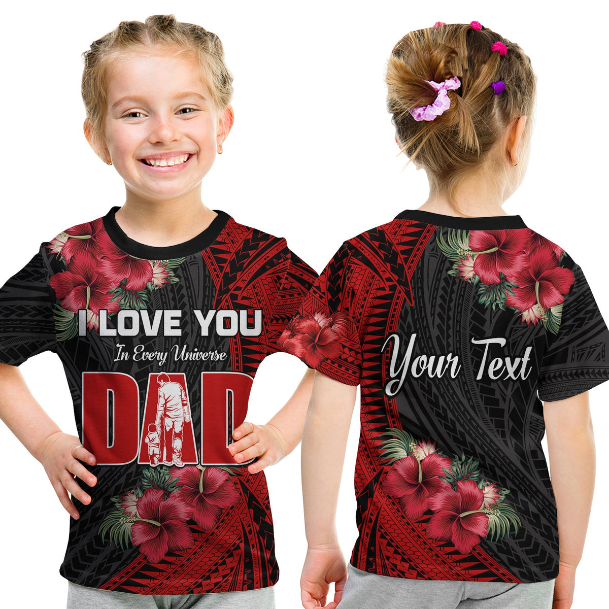 (Custom Personalised) Happy Fathers Day T Shirt KID Polynesian Best Dad Ever LT13 Youth XL Size14 - Polynesian Pride