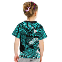 (Custom Personalised) Hawaii T Shirt KID Kakau Polynesian Crab With Waves Ver.01 LT14 - Polynesian Pride