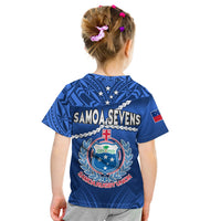 Samoa Rugby T Shirt KID Manu Samoa Polynesian Hibiscus Blue Style LT14 - Polynesian Pride