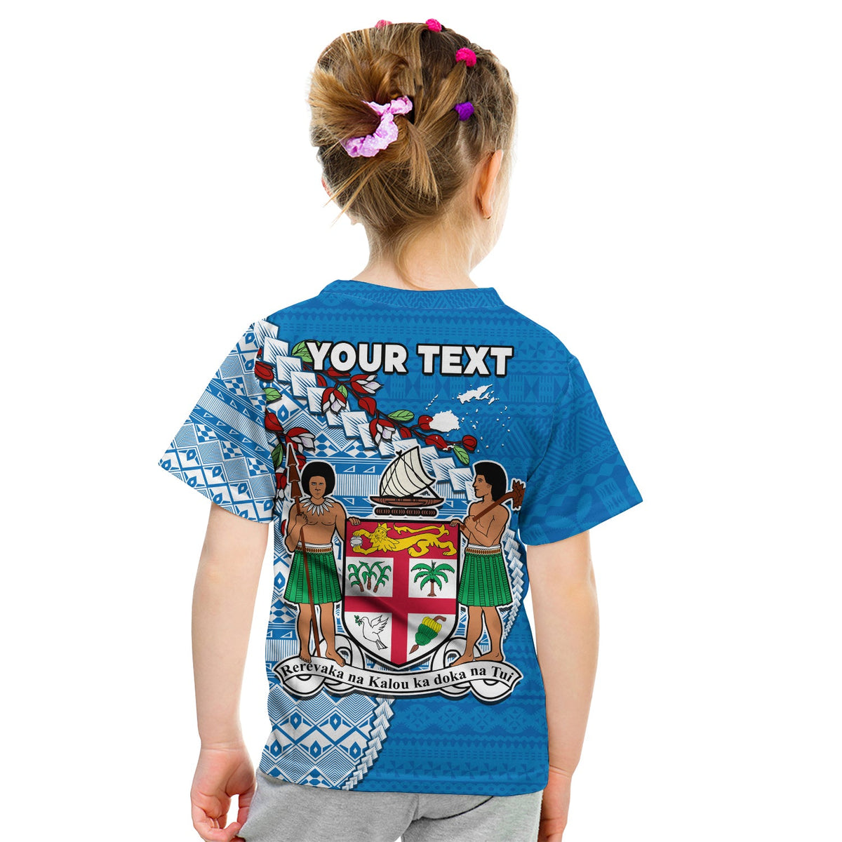 Custom Fiji T Shirt Fijian Drua Mix Tagimaucia Flower Blue Style LT14 - Polynesian Pride