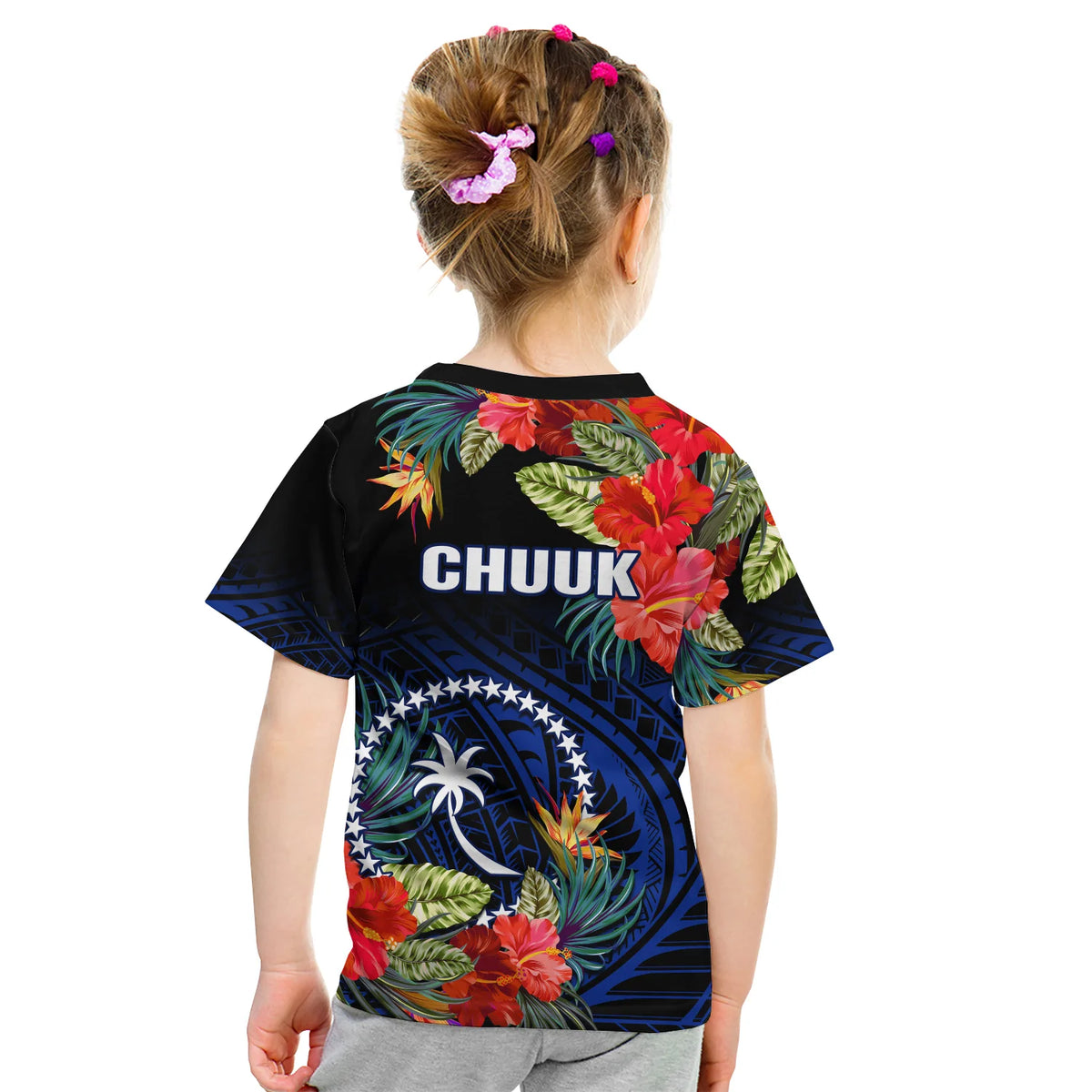 Chuuk State T Shirt KID FSM Hibiscus Flowers Mix Polynesian LT14 - Polynesian Pride
