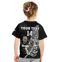 (Custom Text and Number) New Zealand Silver Fern Rugby T Shirt All Black Maori Version Black LT14 - Polynesian Pride