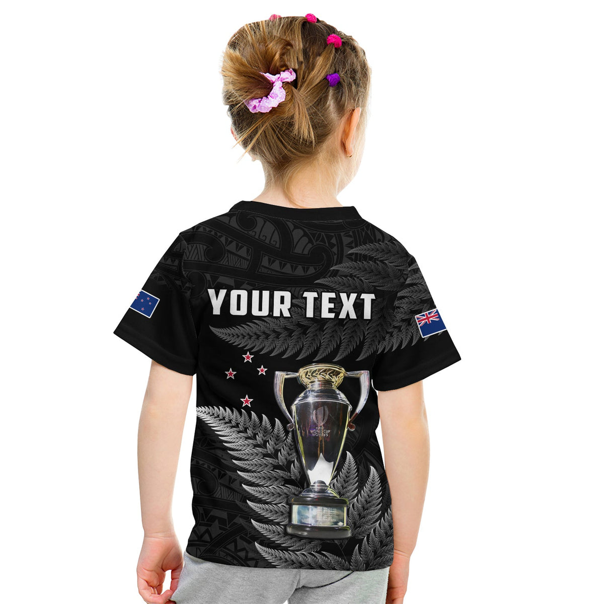 Custom New Zealand 2022 Rugby T Shirt Black Fern Proud Champions RWC LT14 - Polynesian Pride