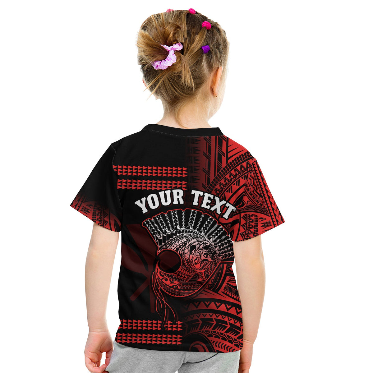 Custom Hawaii T Shirt Kakau Warrior Helmet Gradient Red Polynesian LT14 - Polynesian Pride