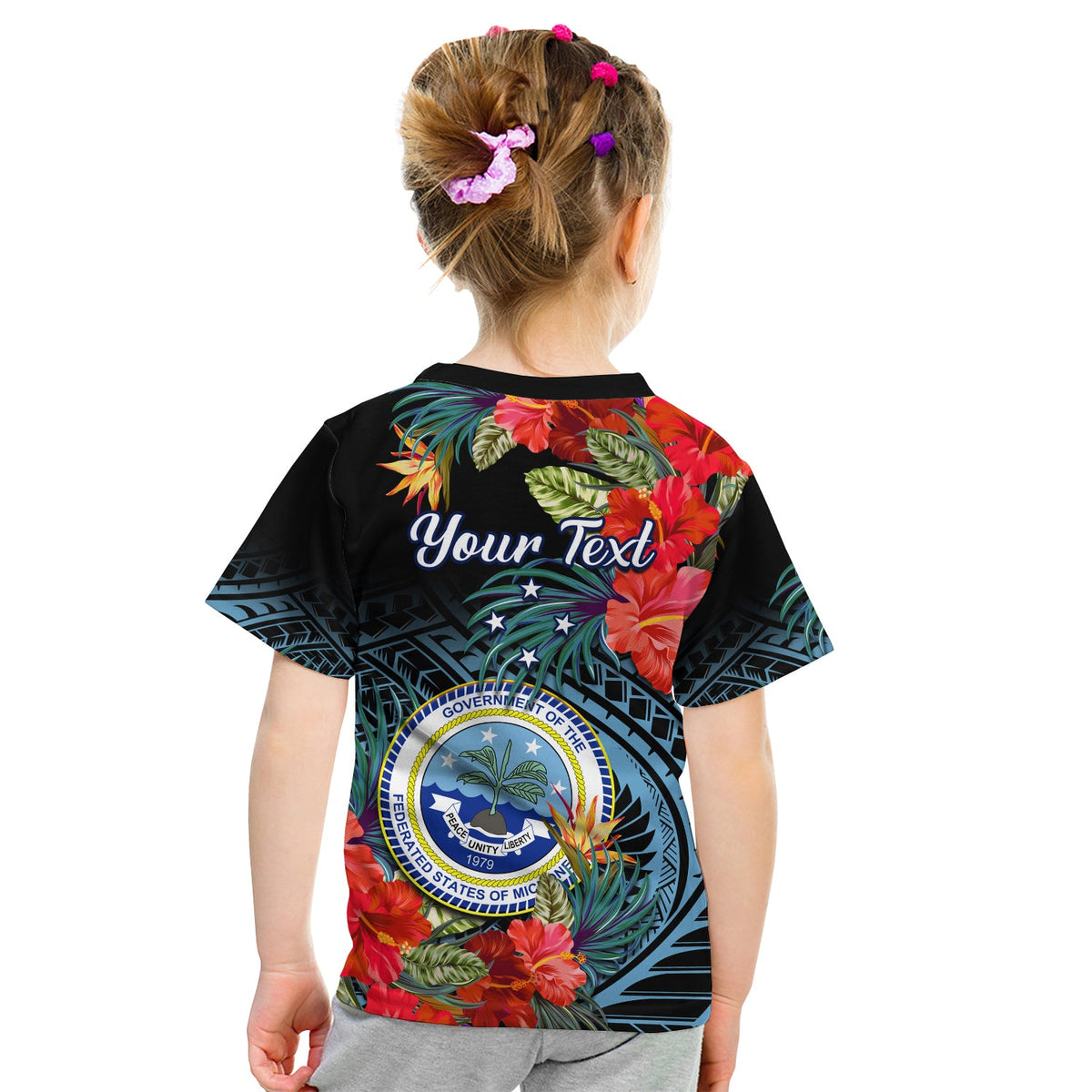 (Custom Personalised) Federated States of Micronesia T Shirt KID Hibiscus Flowers FSM Seal Polynesian LT14 - Polynesian Pride