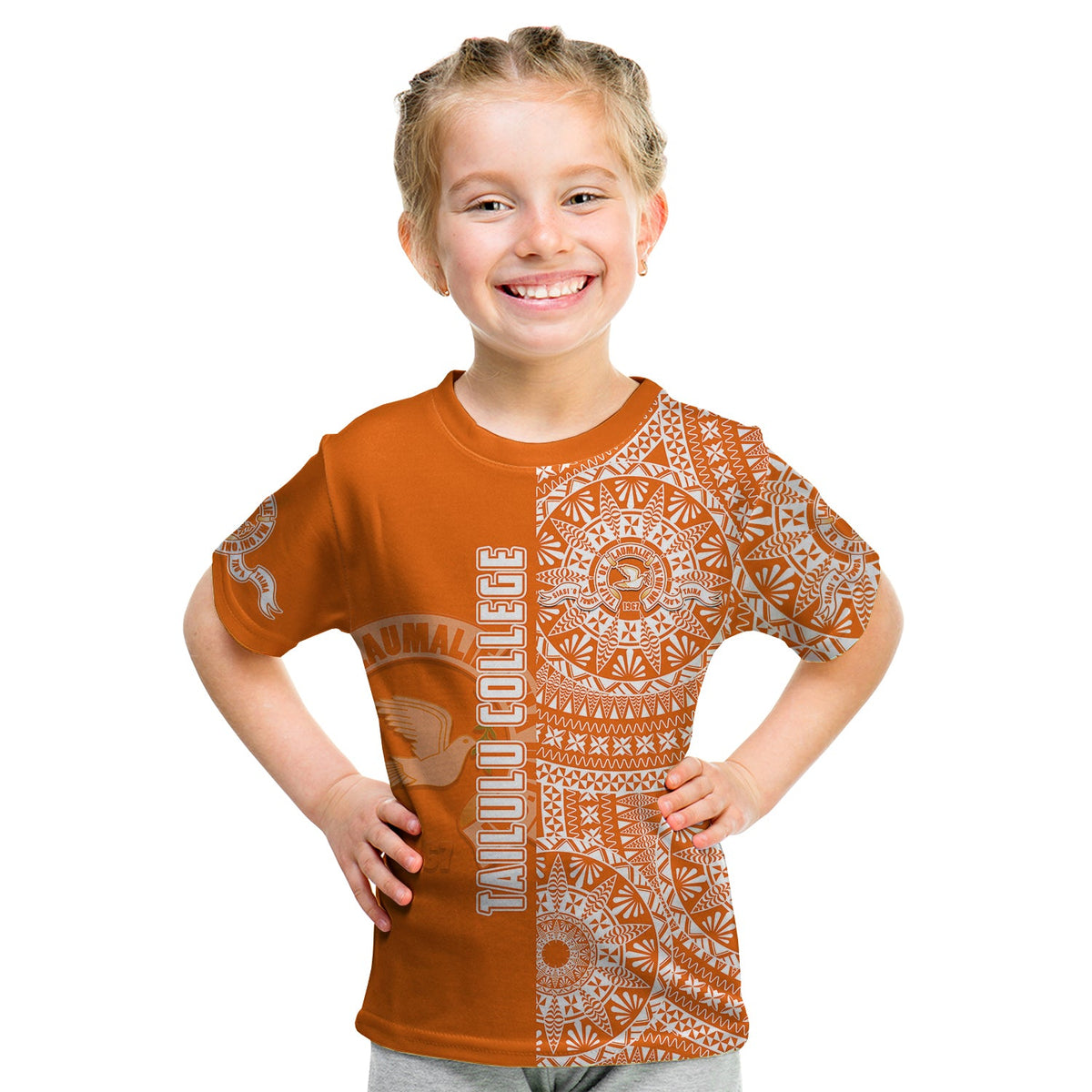 (Custom Personalised) Tailulu Tonga College T Shirt KID Tongan Ngatu Pattern LT14 - Polynesian Pride