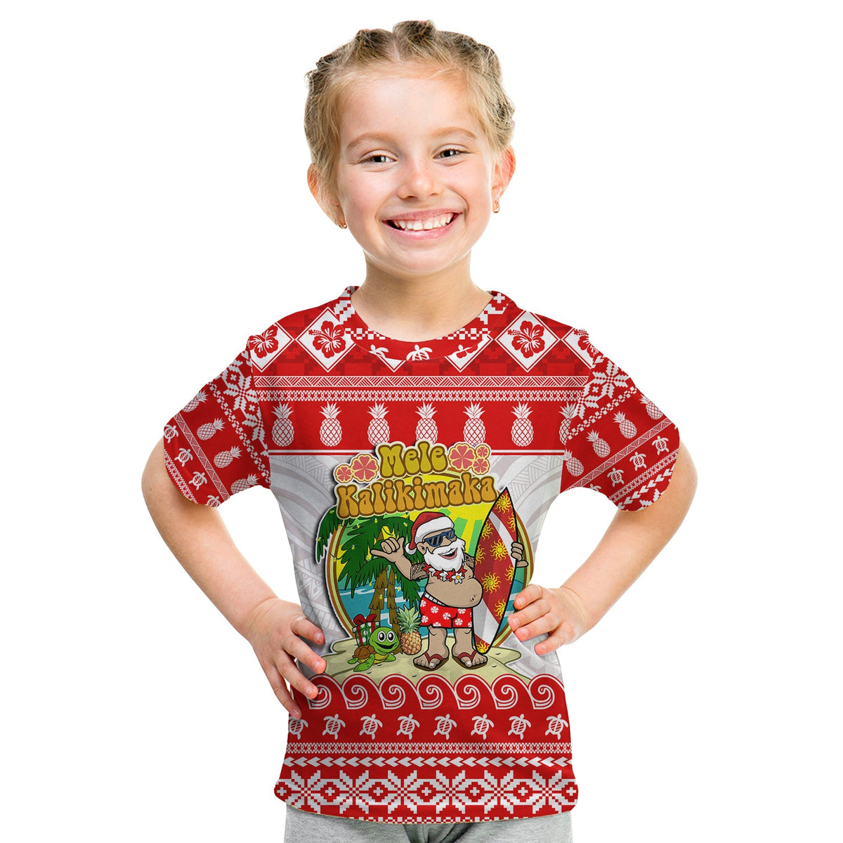 Custom Hawaii Christmas T Shirt Kanaka Polynesian Santa Claus Mele Kalikimaka LT14 - Polynesian Pride