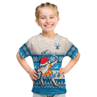 Custom Hawaii Mele Kalikimaka T Shirt Dabbing Santa Blue Merry Christmas LT14 - Polynesian Pride