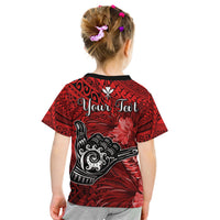 Custom The Shaka Hawaii T Shirt Tropical Flowers Red Version LT13 - Polynesian Pride