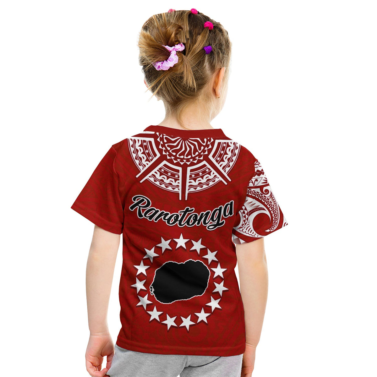 Rarotonga Cook Islands T Shirt Turtle and Map Style Red LT13 - Polynesian Pride