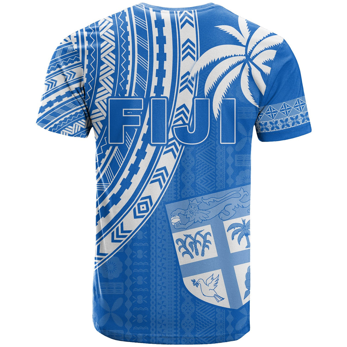 Fiji Rugby Sevens T Shirt Fijian 7s Tapa Polynesian Blue Ver.01 LT13 - Polynesian Pride
