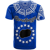 Rarotonga Cook Islands T Shirt Turtle and Map Style Blue LT13 - Polynesian Pride