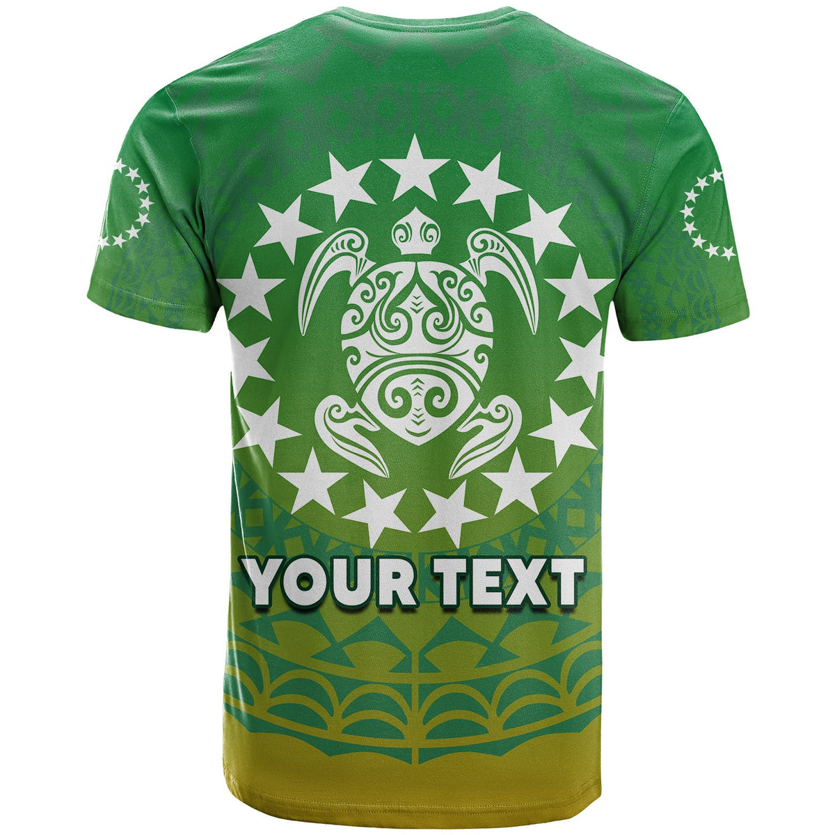 Custom Cook Islands T Shirt Circle Pattern Mix Sea Turtle Green Version LT14 - Polynesian Pride